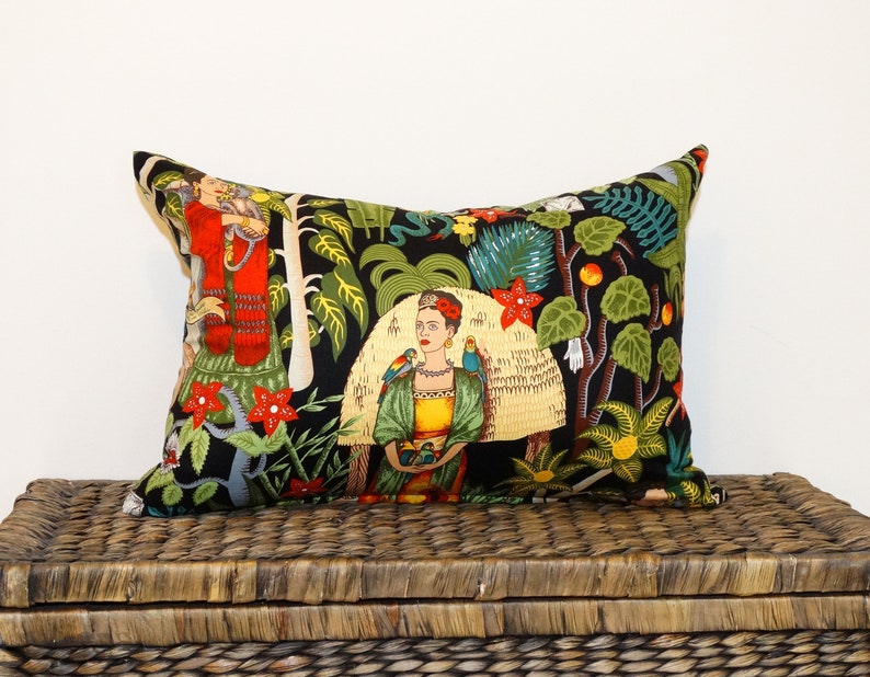 couverture tropicale d'oreiller de jardin mexicain coussin traditionnel noir et vert jettent les tropiques verts feuillus de boho image 6