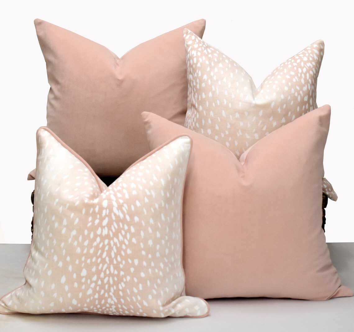 Blush Velvet Cushion Pink Velvet Pillow Cover Soft Pink Throw Etsy