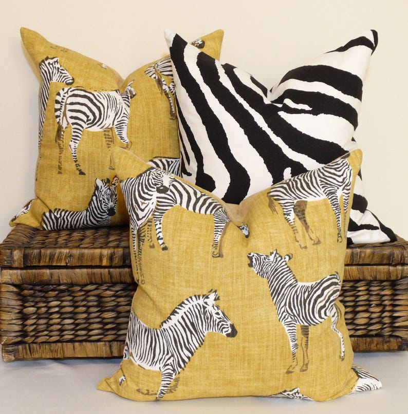 Gold zebra pillow Mustard zebra pillow cover African animal Etsy