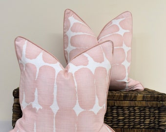 Chinoiserie Chic Blush pink and white geometric pillows pastel color cushion covers