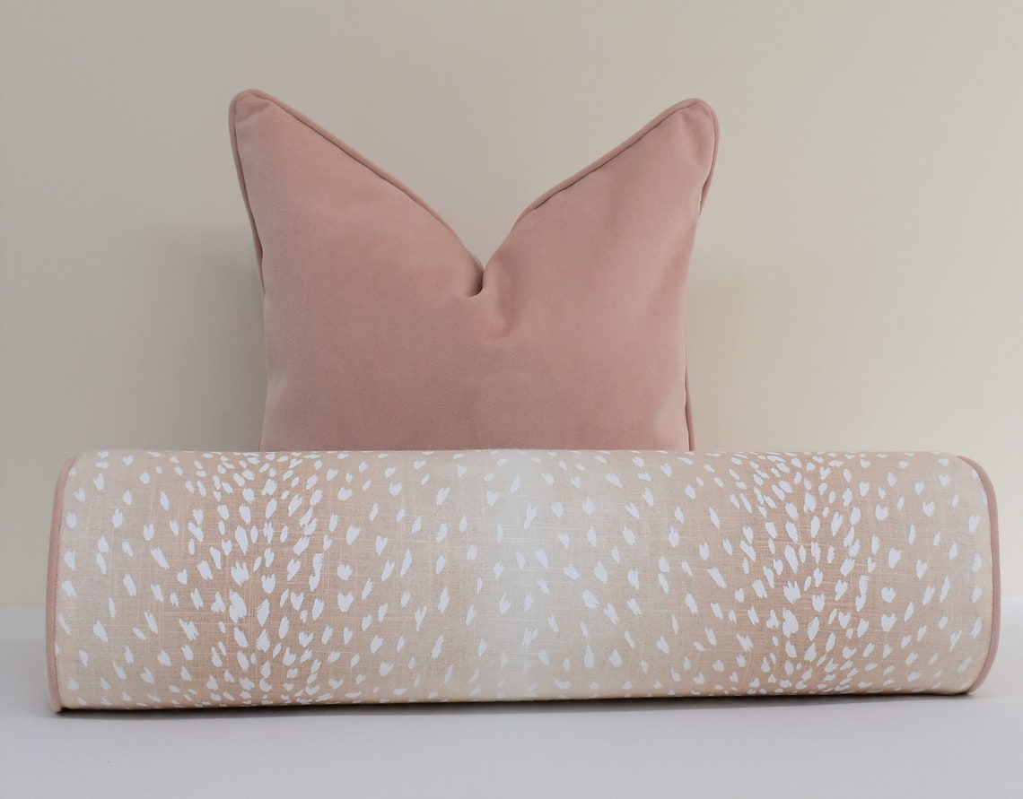 Blush bolster blush chinoiserie antelope round bolster cover Etsy