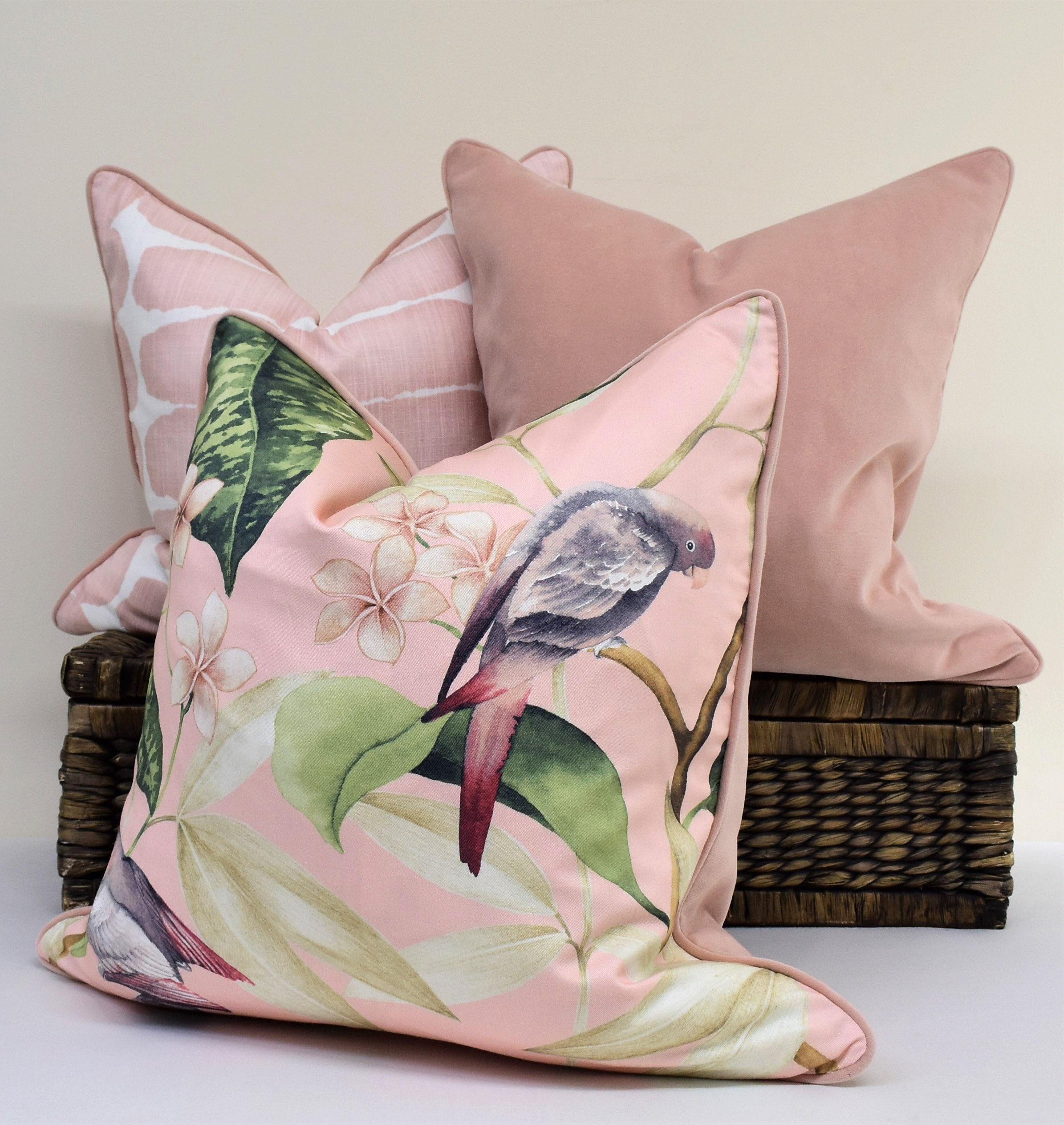 Pink chinoiserie pillow hotsell