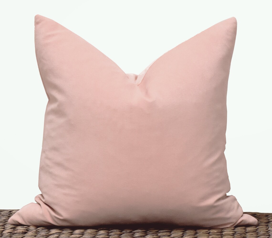 Blush Velvet Cushion Pink Velvet Pillow Cover Soft Pink Throw Etsy