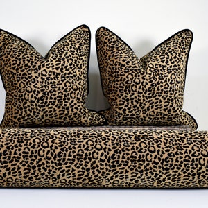 Black and gold Leopard cushion covers Chenille leopard animal print pillow black velvet chinoiserie chic home decor image 7