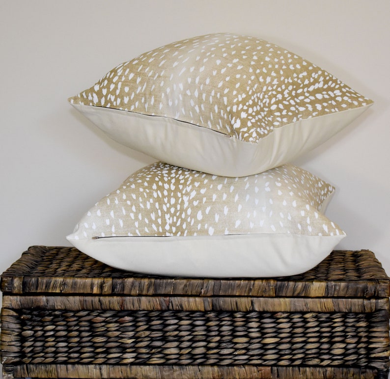 Beige chinoiserie antelope pillow cover animal print fawn Etsy