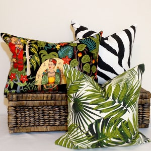 couverture tropicale d'oreiller de jardin mexicain coussin traditionnel noir et vert jettent les tropiques verts feuillus de boho image 3