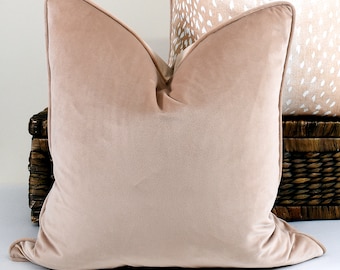 Housse de coussin en velours champignon blush tan housse d’oreiller en velours uni oreillers décoratifs en velours