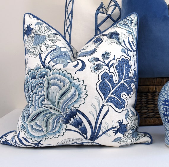 Blue clearance floral pillow