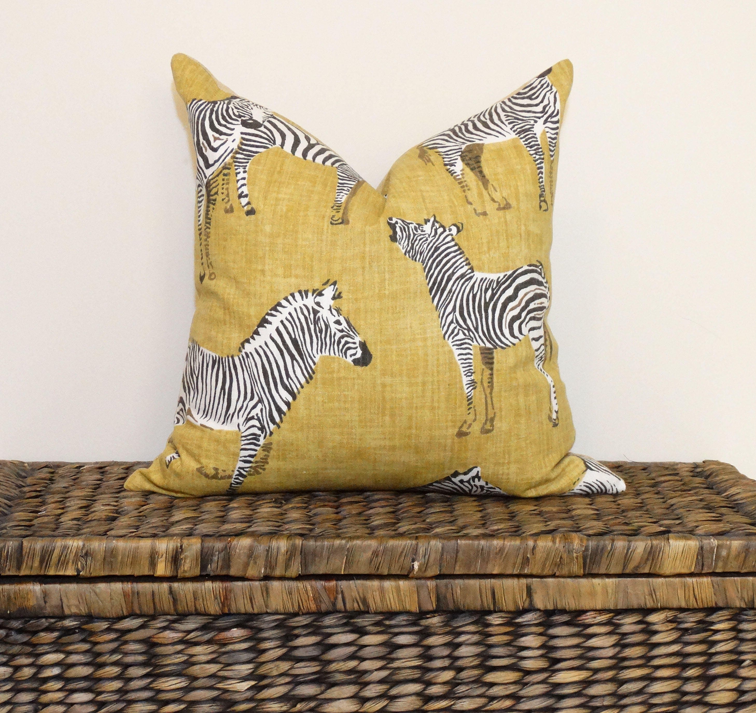 Gold zebra pillow Mustard zebra pillow cover African animal Etsy
