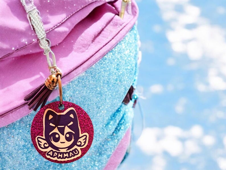 Personalized Aphmau Keychain With Name Purple Glitter HTV & Acrylic - Etsy