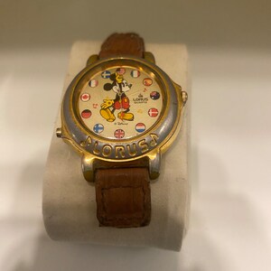 Vintage Lorus Womens Watch 33mm Mickey Mouse Disney V421-0020 Flags New Battery Musical Lorus Mickey Mouse V421-0020 Z0 Watch | World Flags  main image 3