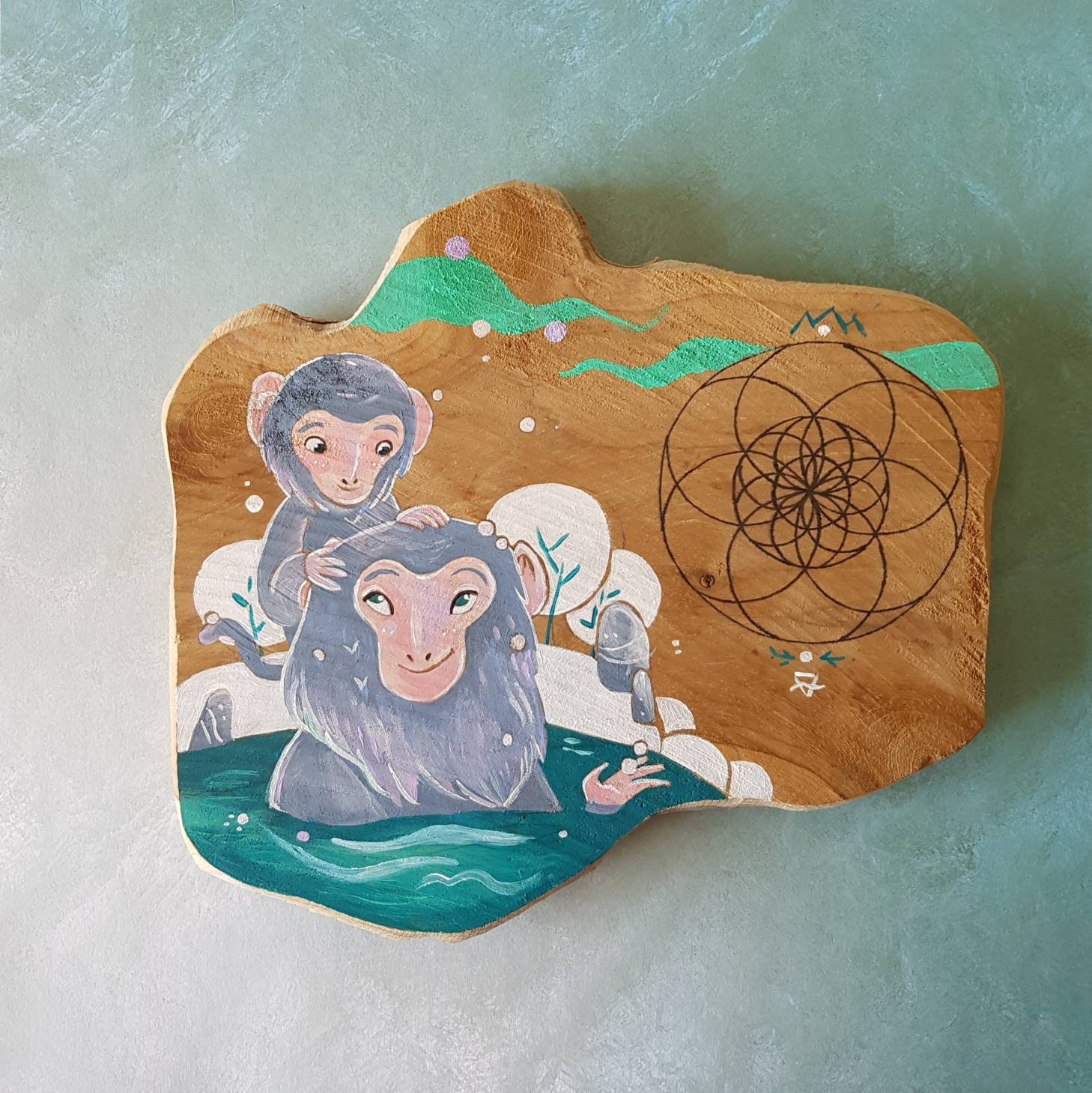 Planche Lithotherapie Singes Des Neiges Pour Purification et Rechargement Cristaux