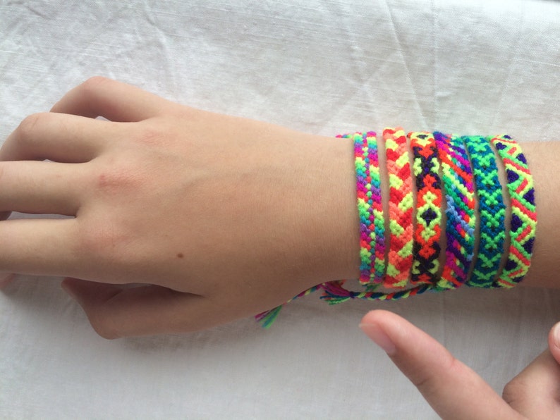 Friendship bracelet Woven Set=2pcs.Braided.HandKnotted.String.Skinny.Narrow.Kinder.Child.Gift.Neon.Rainbow.Boy.Girl.Dad.Mom.Kids friend.Love