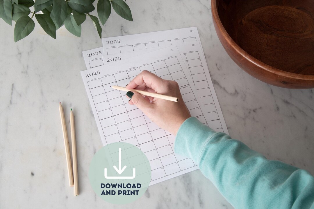 2025 Printable Continuous Calendar - SUNDAY and MONDAY Start. PDF ...