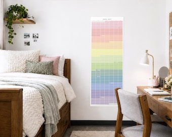 Wall Calendar: Full Year Continuous Vertical Planner, Gradient Color Monday / Sunday Start
