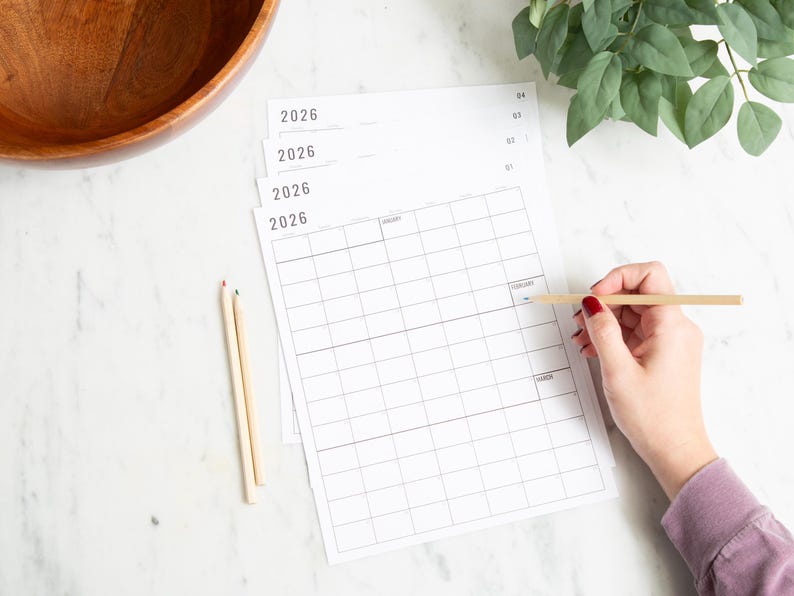 Calendário imprimível de 2026: Planejador contínuo minimalista moderno (PDF) imagem 9