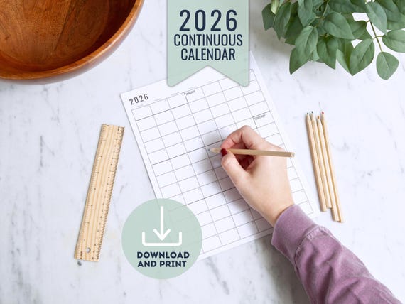 2026 Printable Calendar: Modern Minimalist Continuous Planner (PDF)