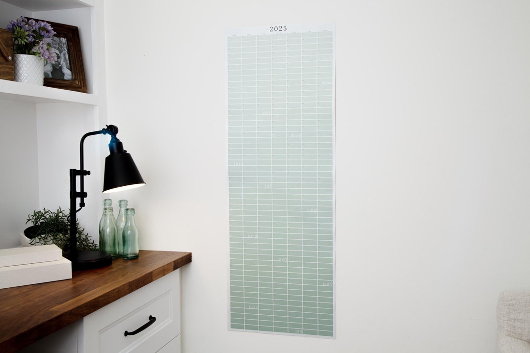 Tall Full Year Continuous Wall Calendar Monday or Sunday Start Vertical