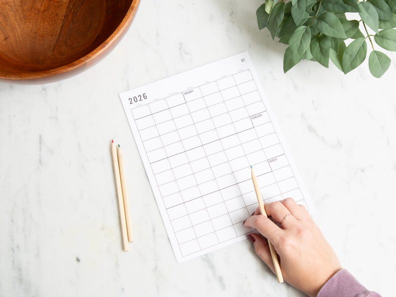 Calendário imprimível de 2026: Planejador contínuo minimalista moderno (PDF) imagem 12