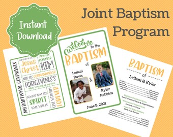 LDS Joint Baptism Program Template – Customizable Canva (Instant Download)