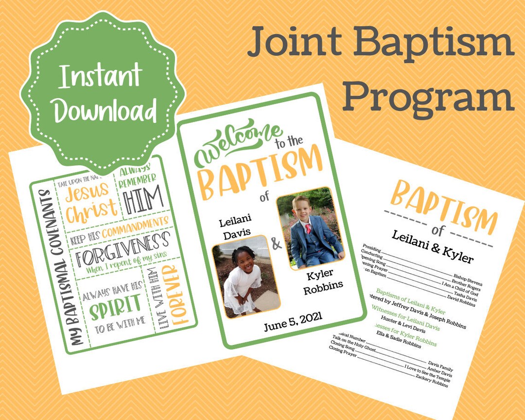 Joint Baptism Program Latter Day Saint Baptism Customizable Template