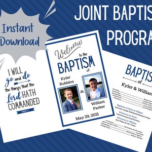 Joint Boy Baptism Program - Latter Day Saint Baptism - Customizable Template - Instant Download - Edit in Canva - LDS Baptism Program