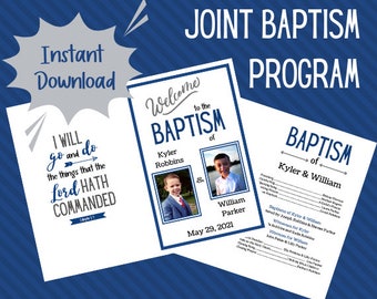 Programma congiunto di battesimo per ragazzi - Battesimo dei Santi degli Ultimi Giorni - Modello personalizzabile - Download istantaneo - Modifica in Canva - Programma di battesimo LDS