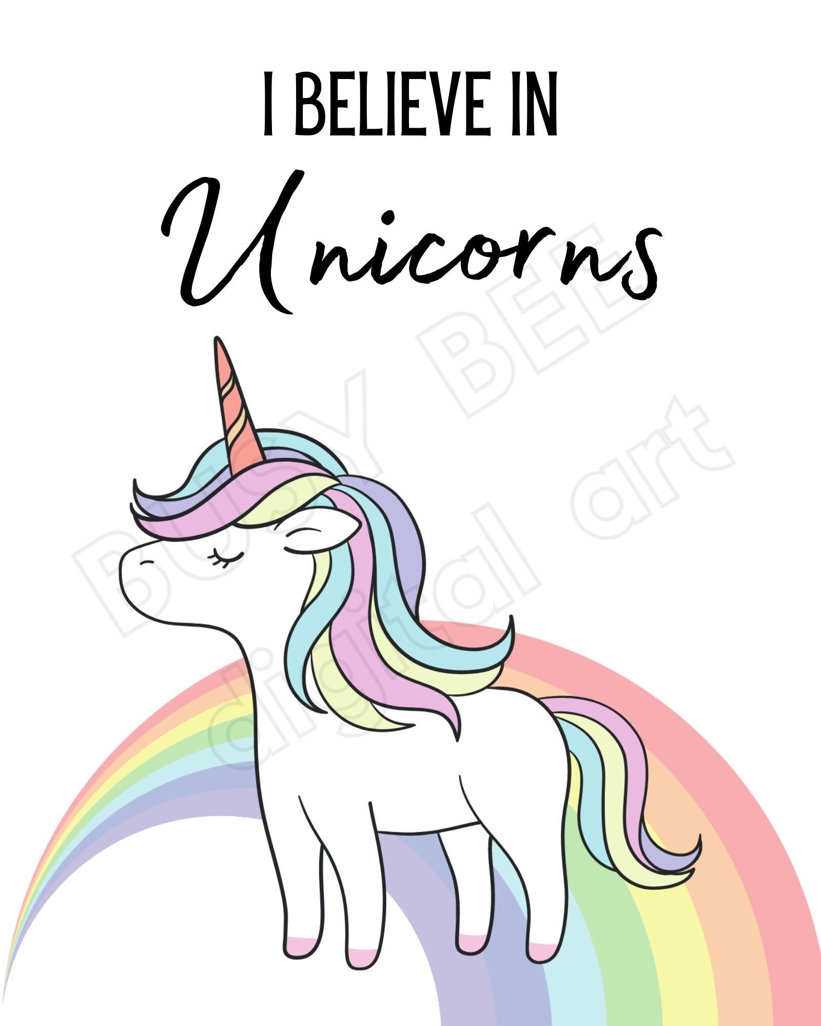 I Believe in Unicorns kids room printable rainbow unicorn | Etsy
