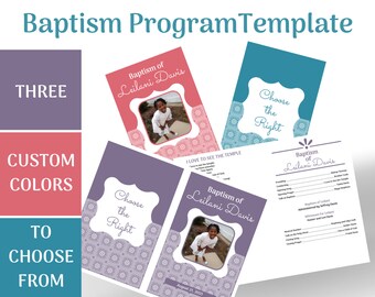 Girl Baptism Program Template – Customizable LDS Design (Digital Download)