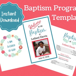 Girl Baptism Program - Latter Day Saint Baptism - Customizable Template - Instant Download - Edit in Canva - LDS Baptism Program - Template