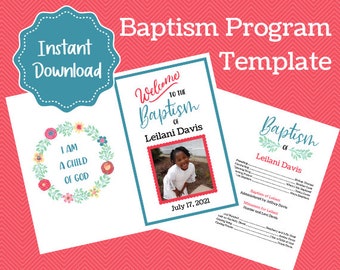 Girl Baptism Program Template – LDS, Customizable (Instant Download)