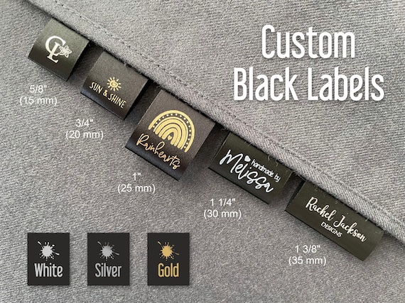 1000 Custom Fold Over Black Satin Tags, Custom Logo Black Labels, Clothing  Brand Tags 