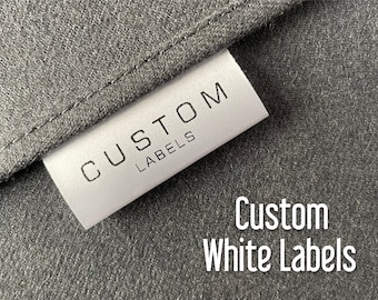 100 Custom Clothing Labels, White Satin Sewing Labels, Fold Over Fabric Tags, Garment Logo Labels