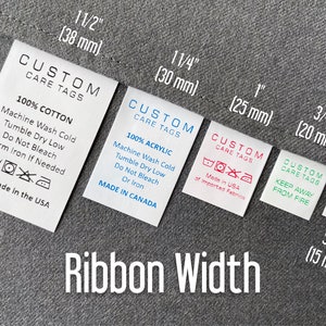 Custom Care Labels, Polyamide Washing Care Tags, Hanging White Sewing Labels image 3