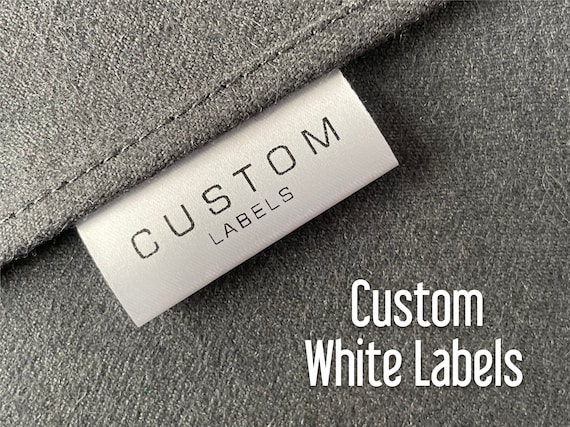 150 Custom Garment Tags, White Satin Clothing Labels