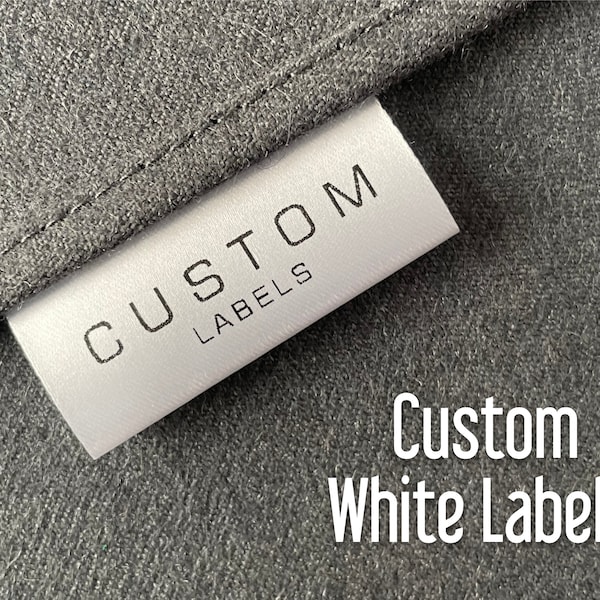 150 Custom Garment Tags, Folded Clothing Labels, White Satin Sewing Fabric Tags, Personalized Product Labels