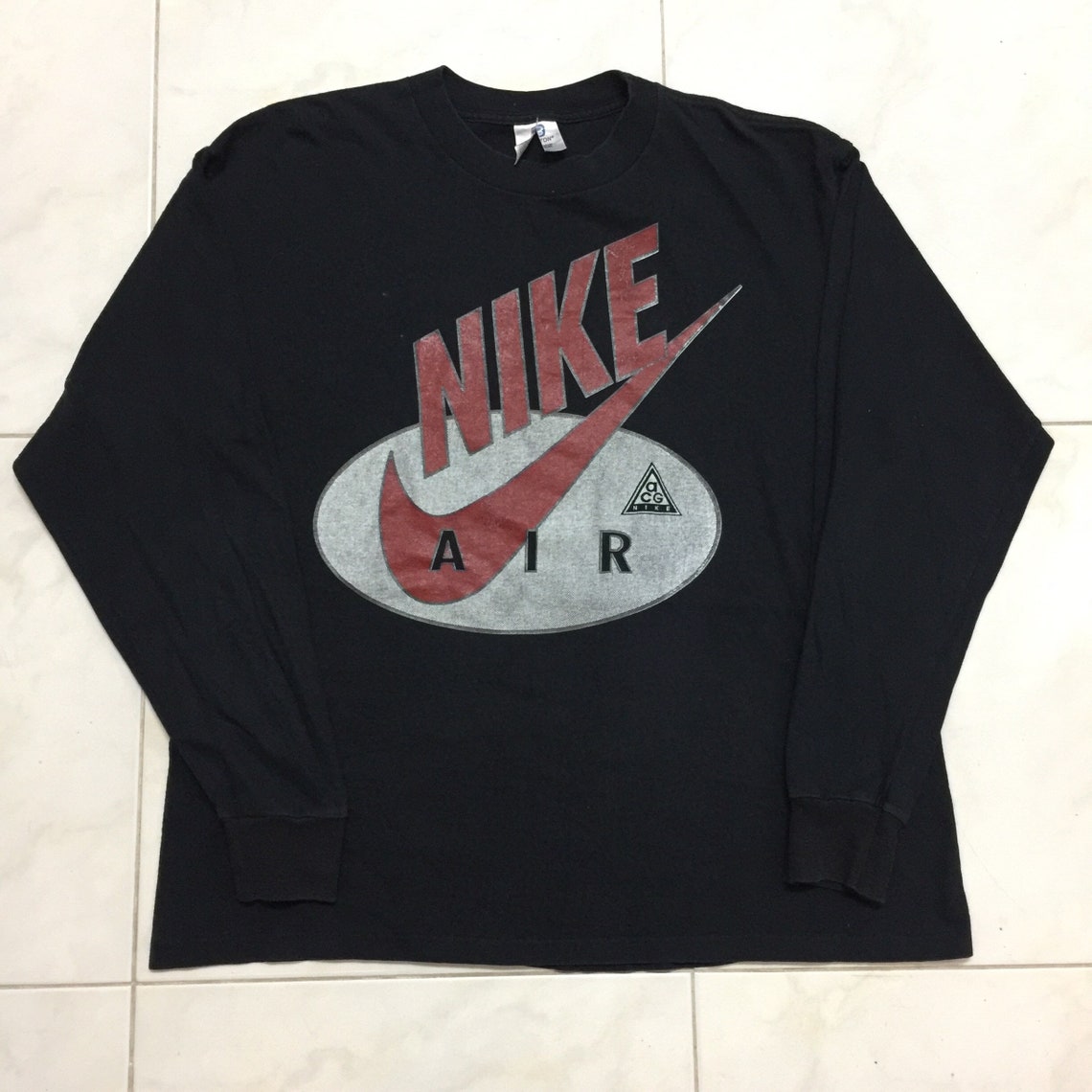 Vintage 90s Nike Big Logo Long Sleeve T-Shirt | Etsy