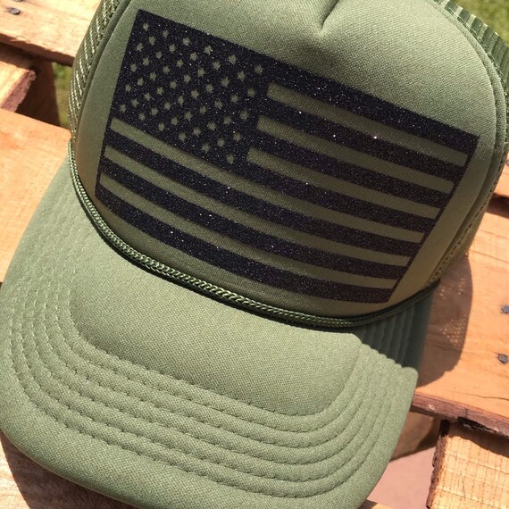 olive green american flag hat