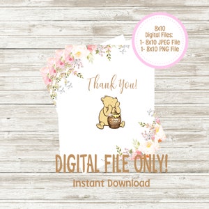 Digitale Datei! 22 cm groß von 20 Zoll breite Vintage Winnie the Pooh Party &quot;Thank you!&quot; Zeichen