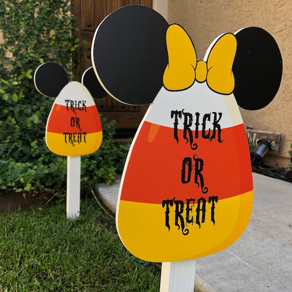 Mouse Ears Inspired Trick or Treat Candy Corn Yard Halloween Decorations