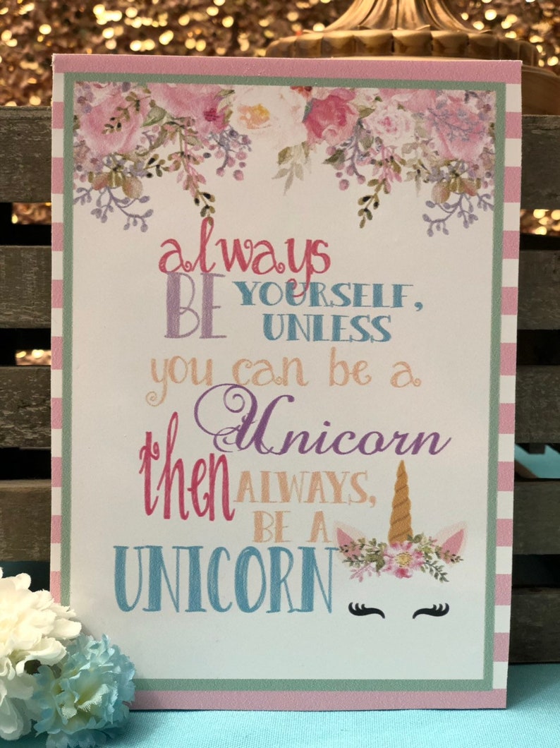 Unicorn party sign table sign and backdrop decorations
