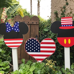 Mouse Ears 4th July/Labor Day/Memorial Day/veteran's Day Yard decorations are perfect for your garden, walkway or potted plan