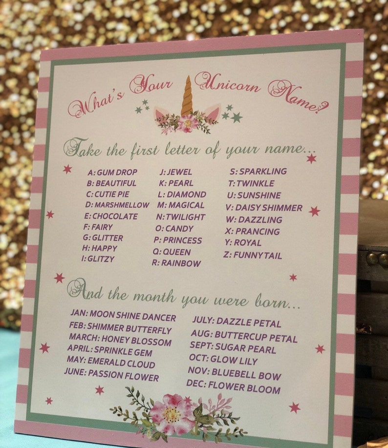 Unicorn party sign table sign and backdrop decorations