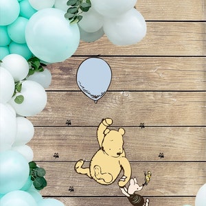 Winnie the Pooh and piglet with balloon backdrop party prop cut out decoration for party backdrop, prop, or wall decoration
