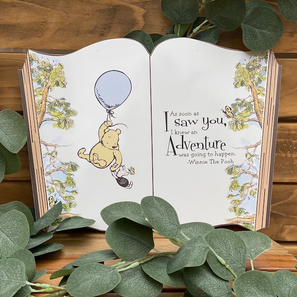 10 inches tall by 14 inches wide vintage vintage Winnie the Pooh inspired party  Sign for your nursery or party decoration!