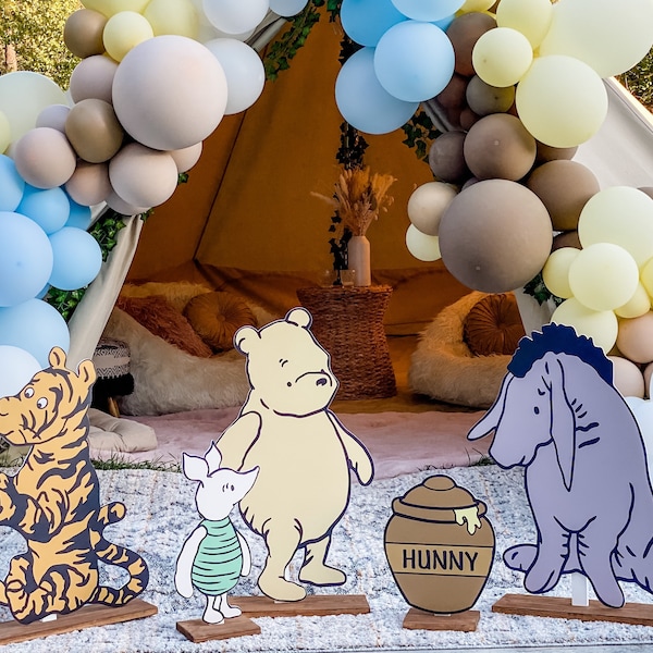 vintage Winnie the Pooh “pooh” inspired party prop cut out yard decoration (Choose your character)