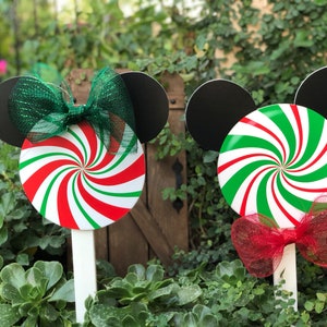 Mouse ears inspired christmas peppermint candy yard decorations