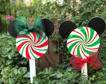 Mouse ears inspired christmas peppermint candy yard decorations
