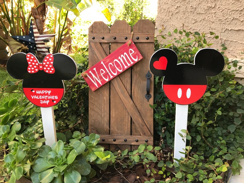 Minnie and Mickey Valentine's Day Yard decorations are | Etsy