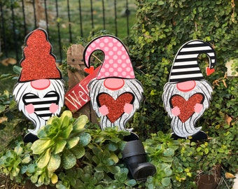 Valentine's gnome cutouts yard decorations!